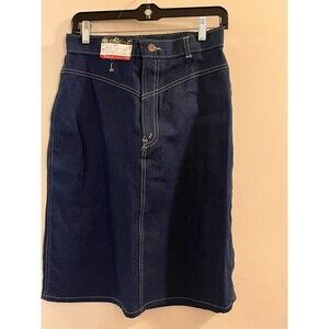 Vintage Chic Jean Pencil Pusher Skirts Womens Size 12 Blue Denim Front Yoke